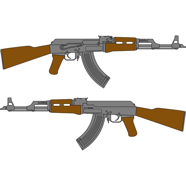 radioflyer AK 47 Rifle Vector Drawing Vignette